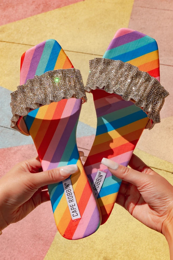 $30 Ruched Rhinestone Sandals